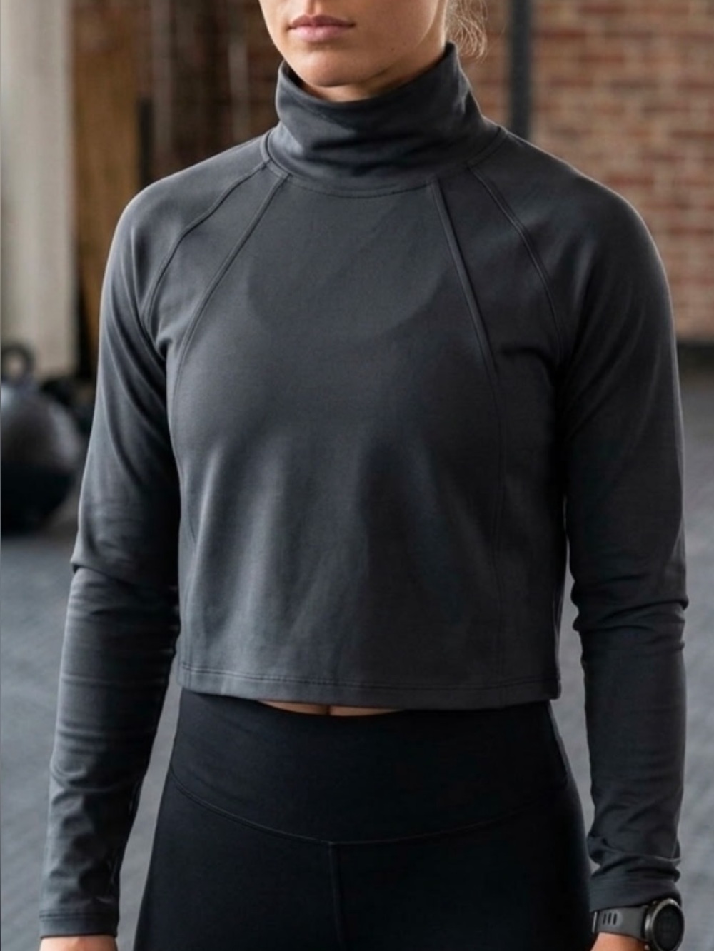 Athleta Black Mock Neck Long Sleeve Top size XS